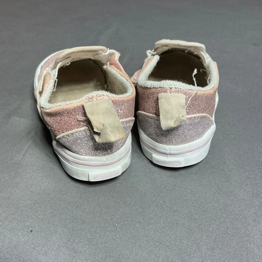 Vans Toddler Slip-On V Pink Glitter Sparkle Sneakers Shoes Size‎ 8.5 Toddler